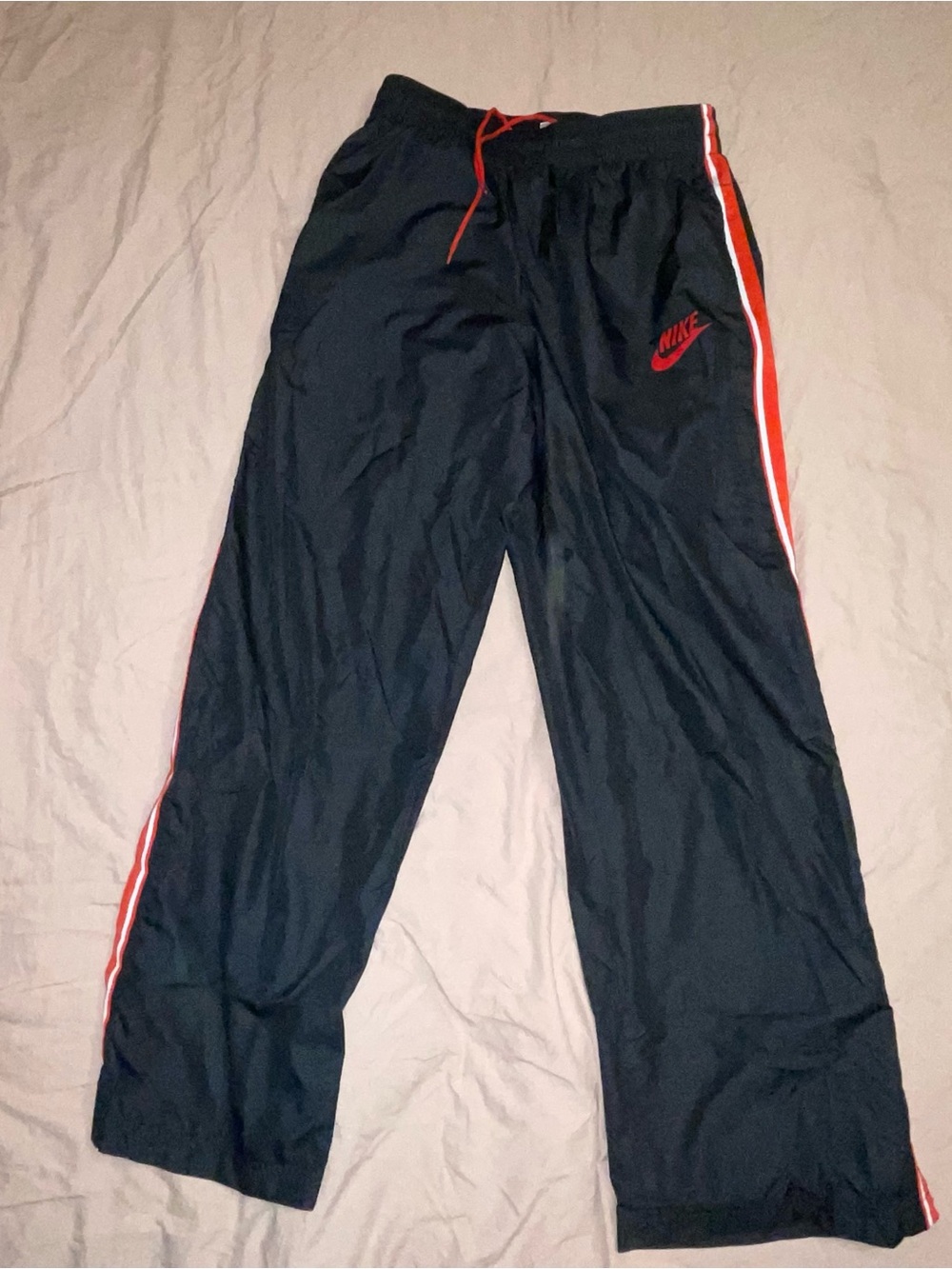 Nike Men’s Black Sweatpants with Red Stripe and Logo